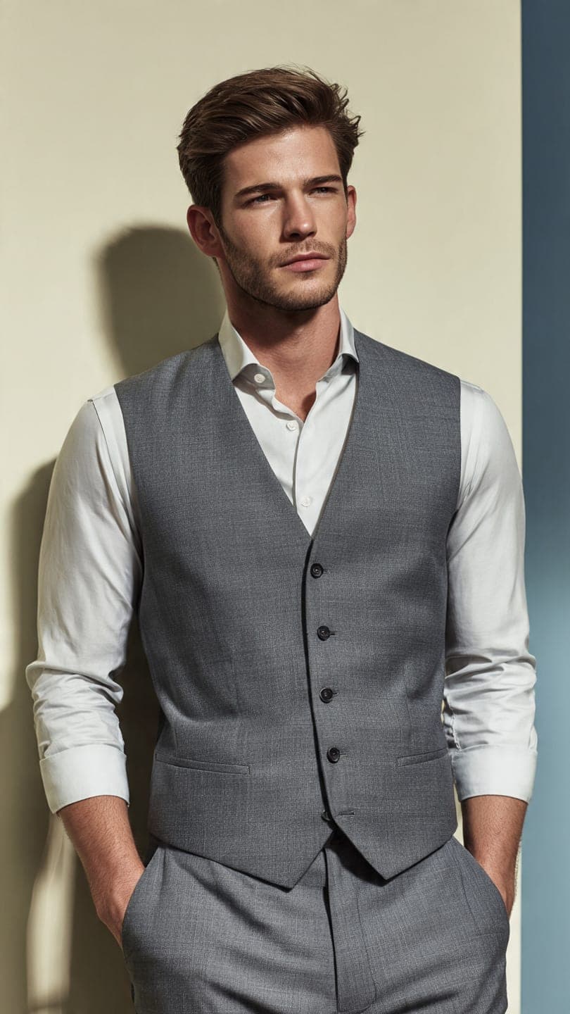 No Lapel (V-Neck) Vest