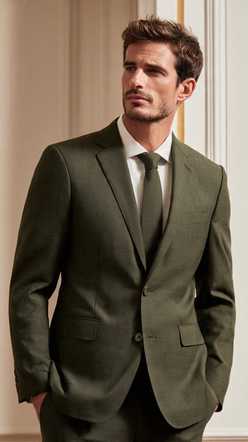 Olive Green Casual Blazer