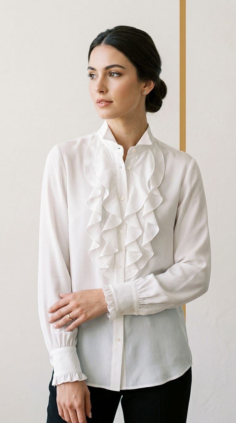 The Silk Ruffle-Front Tuxedo Shirt
